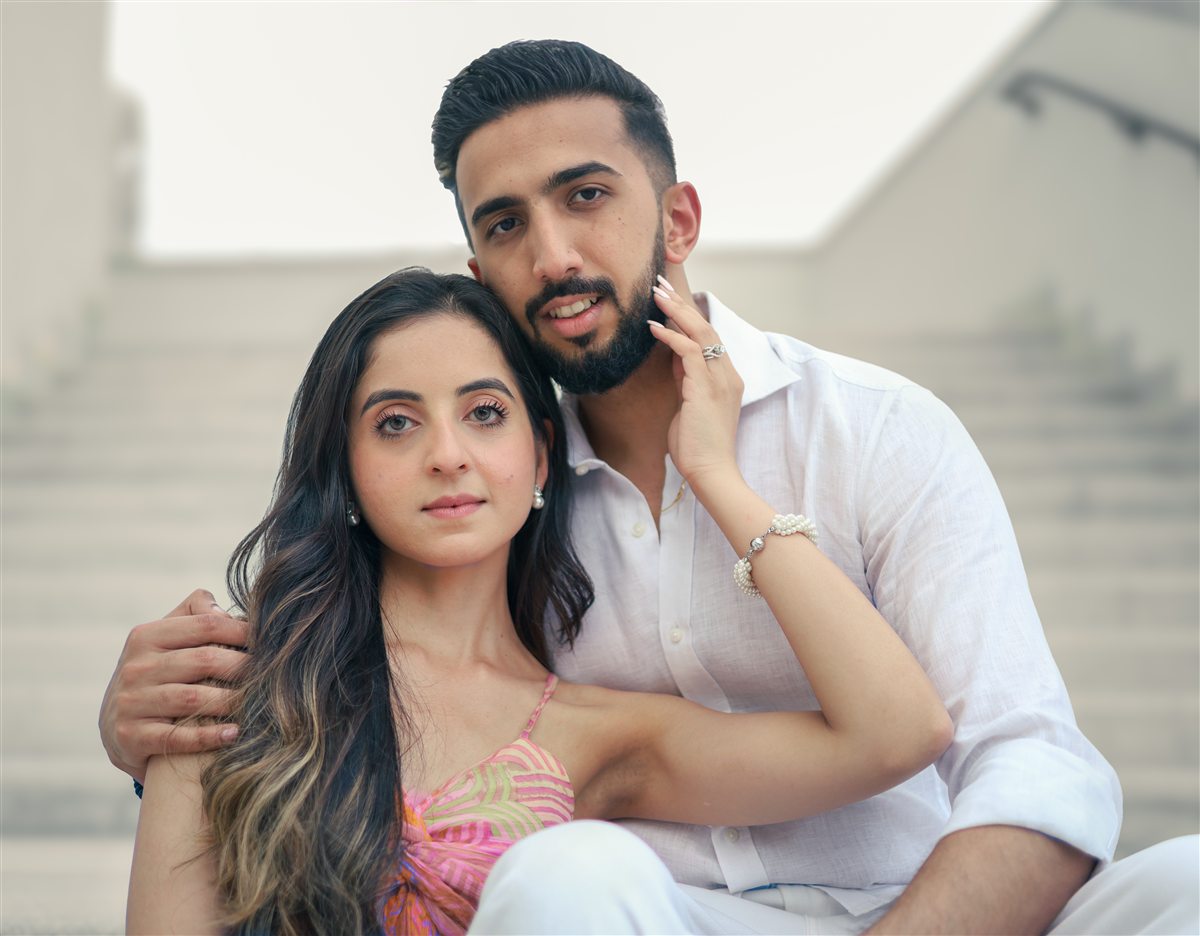 Couple seated together for a portrait